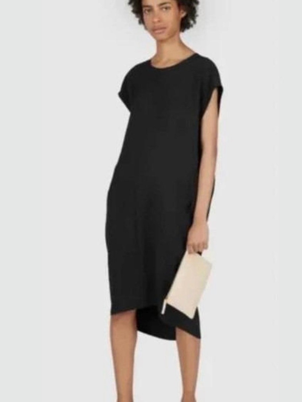 Everlane Black Sleeveless High-Low Shift Dress